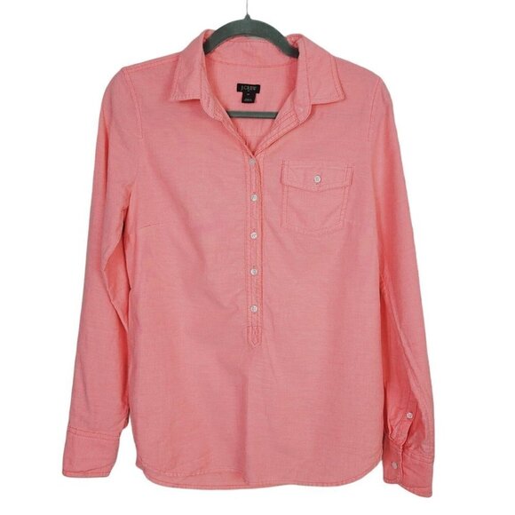 J. Crew Factory X Small Women's 3/4 Button Down Shirt 100% Cotton Peach Preppy - Picture 1 of 8